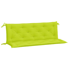 Bright green Oxford fabric garden bench cushions with ties, 2-pack including seat and back.