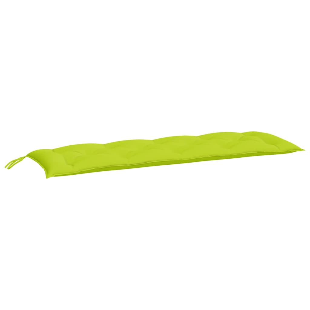 Bright green Oxford fabric garden bench cushions with ties, 2-pack.