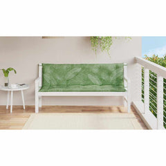 Green leaf pattern garden bench cushions set with ties for outdoor use