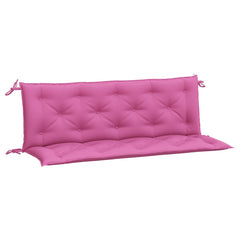 Two pink fabric garden bench cushions with tufted design and ties, 59.1x19.7x2.8 inches.