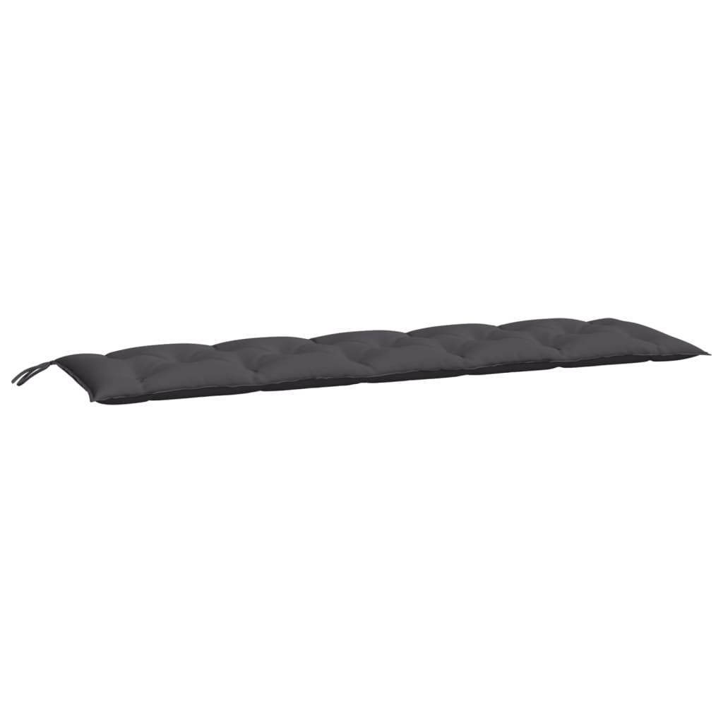 Two anthracite Oxford fabric garden bench cushions with tufted padding and tie straps.