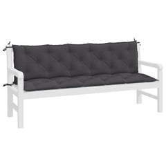 Two-piece anthracite garden bench cushions made of durable Oxford fabric with ties.
