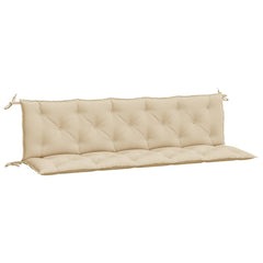 Beige outdoor garden bench cushions in Oxford fabric, featuring plush support and non-slip ropes.