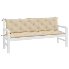 Beige outdoor bench cushions made of water-resistant Oxford fabric, 2-pack set.