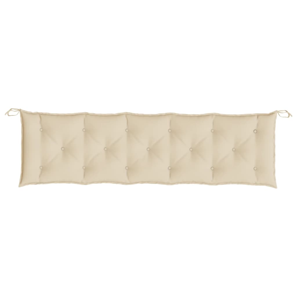 Beige outdoor garden bench cushions made of water-resistant Oxford fabric in a 2-pack.
