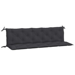 Black Oxford fabric garden bench cushions, 2-pack, with seat and back, ties included.