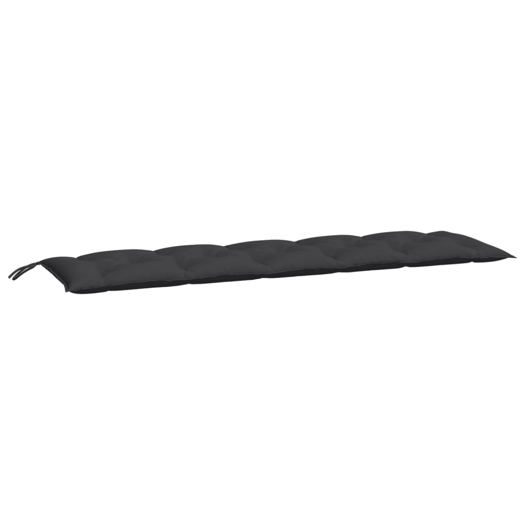 Two black Oxford fabric garden bench cushions, each 70.9x19.7x2.8 inches, with non-slip ropes.