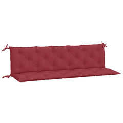 Wine red garden bench cushions in Oxford fabric, featuring soft filling and non-slip ropes.