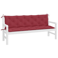 Wine red garden bench cushions in Oxford fabric, soft filling, and non-slip ropes for secure fit.