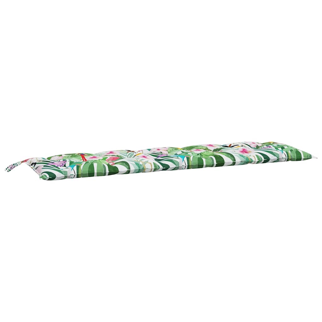Multicolor garden bench cushions made of Oxford fabric with water-repellent and dirt-resistant features.