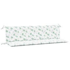 Two-piece garden bench cushions with green leaf pattern on white Oxford fabric