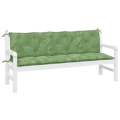 Two-piece garden bench cushions with a leaf pattern in durable Oxford fabric.