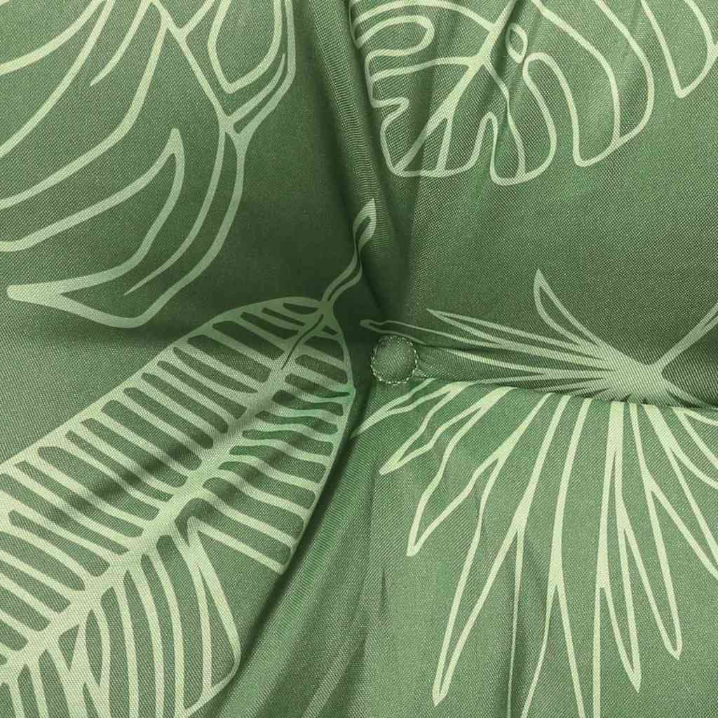 Two-piece garden bench cushions in leaf pattern, made of durable Oxford fabric.