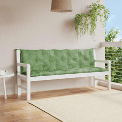 Two-piece garden bench cushions with a leaf pattern in durable Oxford fabric.