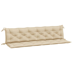 Beige garden bench cushions made of durable Oxford fabric with non-slip ropes.