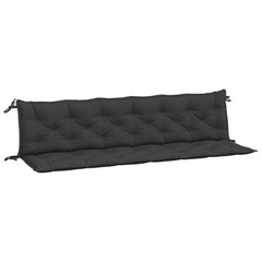 Black outdoor garden bench cushions in a 2-piece set made from durable Oxford fabric.