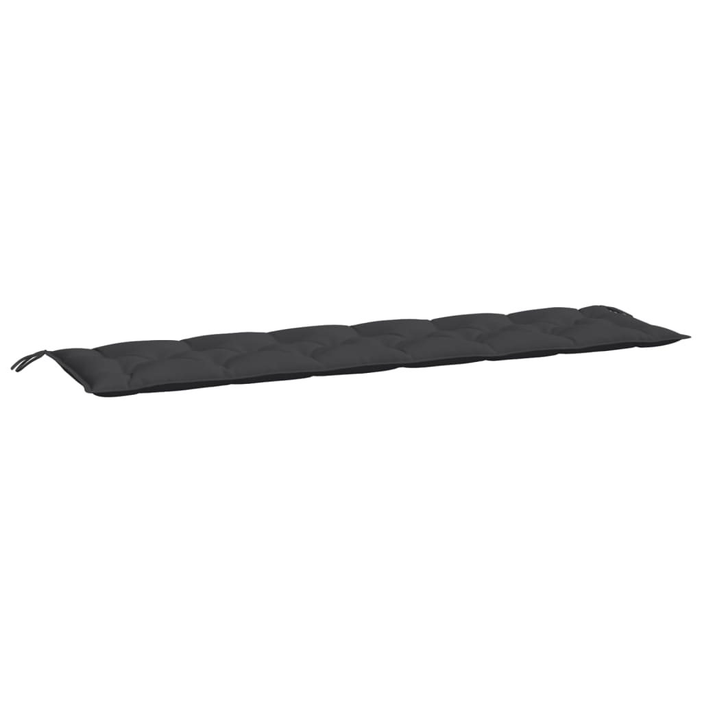 Black outdoor garden bench cushions in a 2-piece set made of durable Oxford fabric.