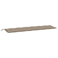 Taupe Oxford fabric garden bench cushions in a 2-piece set, designed for comfort and durability.