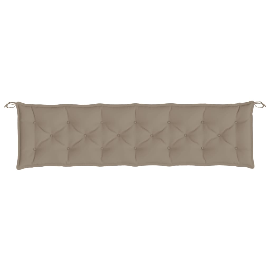 Taupe Oxford fabric garden bench cushions in a 2-piece set, measuring 78.7 inches.