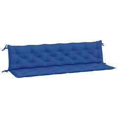 Two blue Oxford fabric garden bench cushions, each 78.7x19.7x2.8 inches, with tufted design and ties.