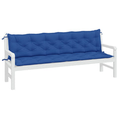 Blue Oxford fabric garden bench cushions 2-pack with ties, 78.7x19.7x2.8 inches each