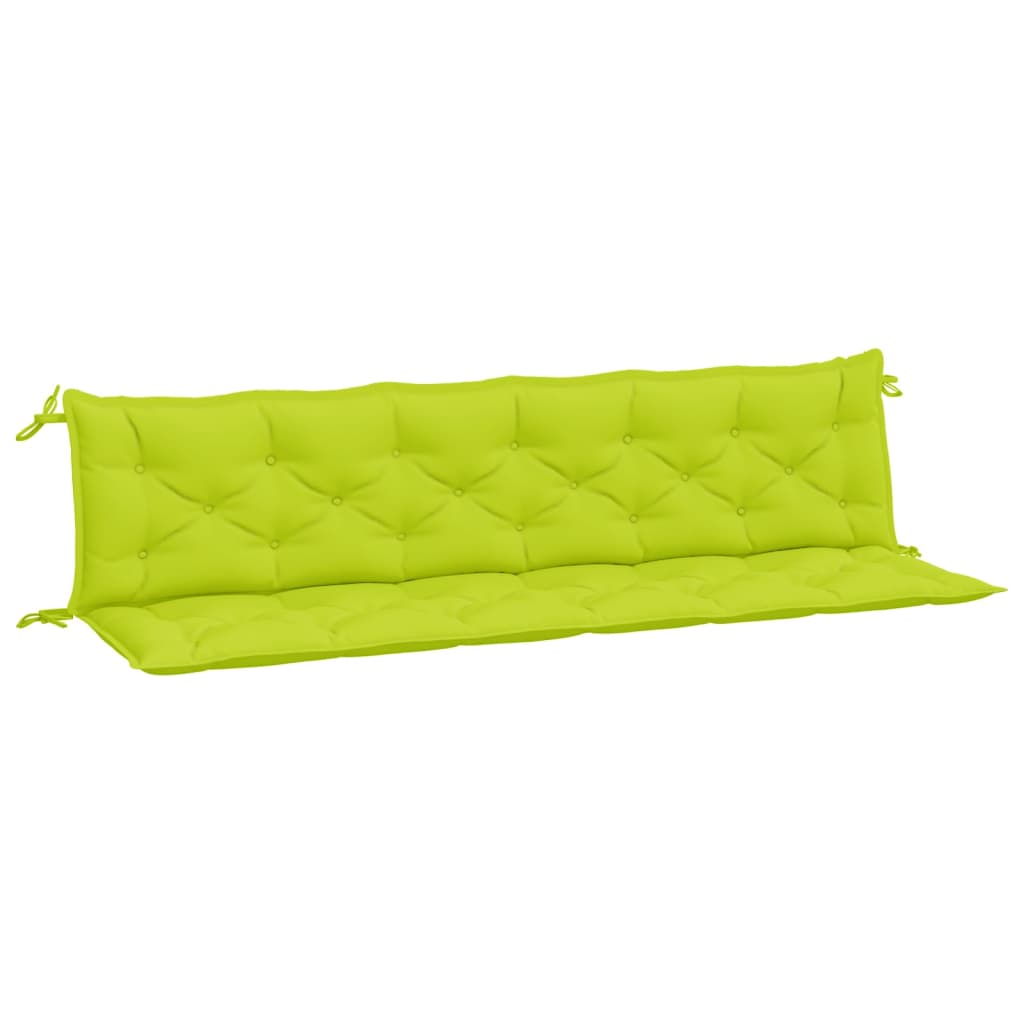 Bright green garden bench cushions made of durable Oxford fabric with soft filling.