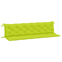Bright green garden bench cushions made of durable Oxford fabric with soft filling.