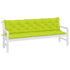 Bright green garden bench cushions made of durable Oxford fabric with soft filling.