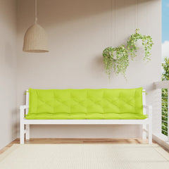 Bright green garden bench cushions made of durable Oxford fabric with soft filling.