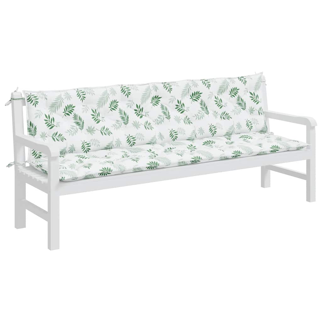 Bostome garden bench cushions with a leaf pattern, 78.7" long, water-repellent fabric.