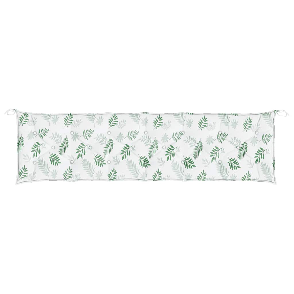 Bostome garden bench cushions with a leaf pattern in water-repellent fabric, 78.7" long.