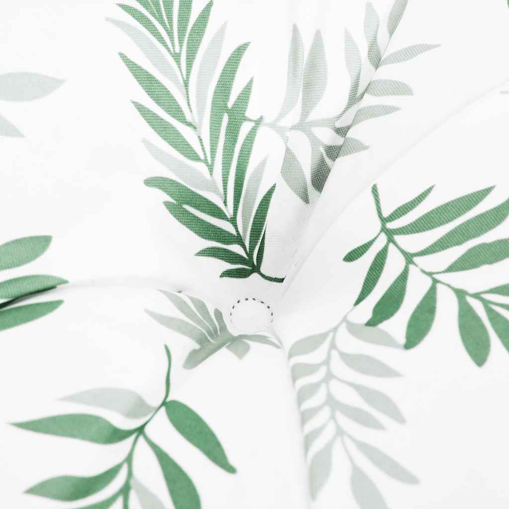 Bostome garden bench cushions with leaf pattern in water-repellent fabric, 78.7" long.