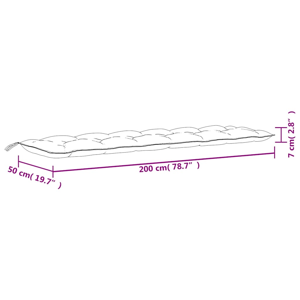 Turquoise outdoor bench cushions with durable fabric and non-slip ties, measuring 78.7 inches.