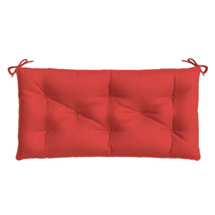 Red Oxford fabric garden bench cushion with ties, 43.3x19.7x2.8 inches, tufted design.