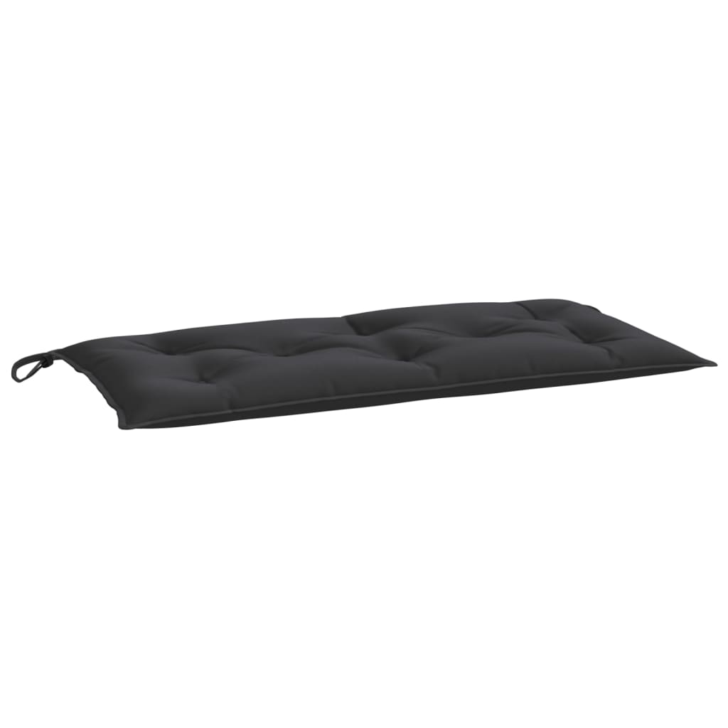 Black outdoor garden bench cushion made of water-resistant Oxford fabric, 43.3" x 19.7".