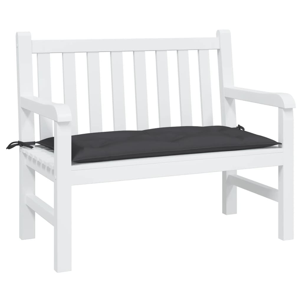 Black outdoor garden bench cushion made of water-resistant Oxford fabric, 43.3" x 19.7".