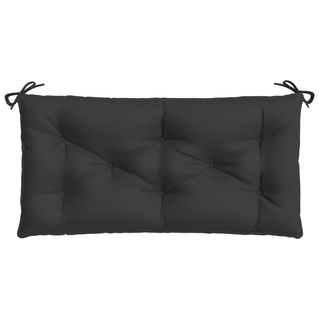 Black outdoor garden bench cushion made of water-resistant Oxford fabric, 43.3" x 19.7".