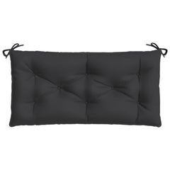 Black outdoor garden bench cushion made of water-resistant Oxford fabric, 43.3" x 19.7".