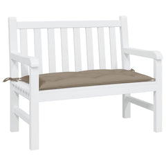 Taupe garden bench cushion made of water-resistant Oxford fabric with non-slip ropes.