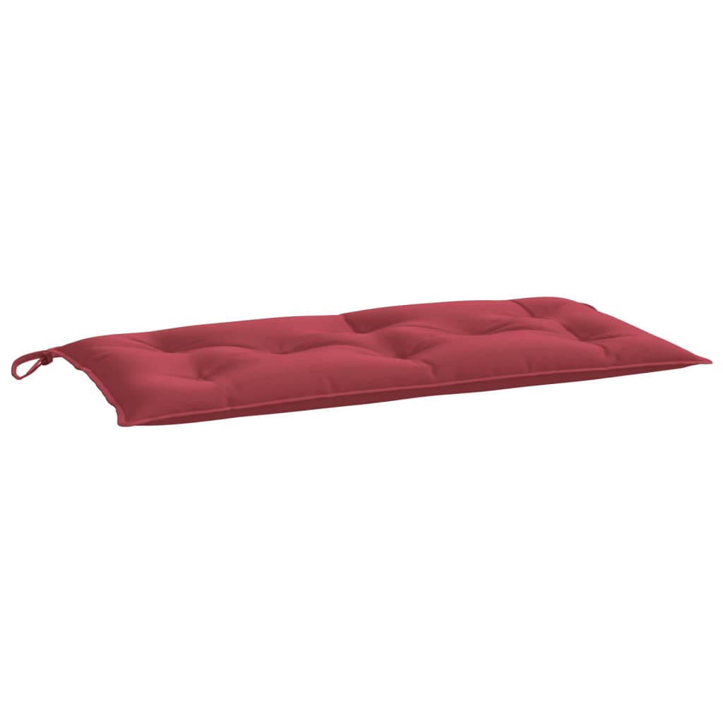 Wine red Oxford fabric garden bench cushion, 43.3x19.7x2.8 inches, with tufted design and ties.