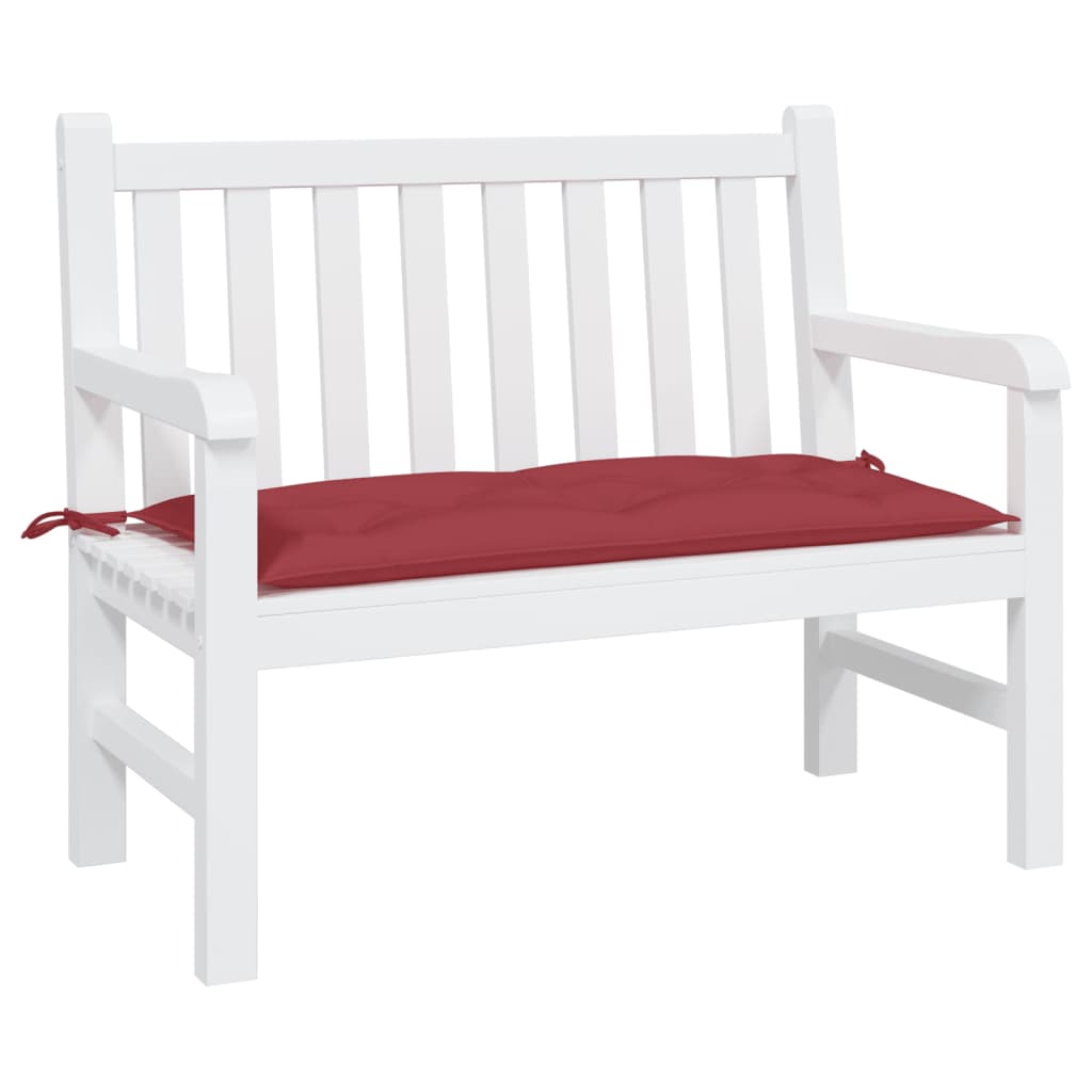 Wine red Oxford fabric garden bench cushion, 43.3x19.7x2.8 inches, with non-slip ropes.