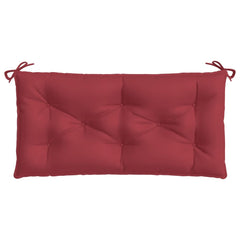Wine red Oxford fabric garden bench cushion with tufted design and tie straps, 43.3x19.7x2.8 inches.