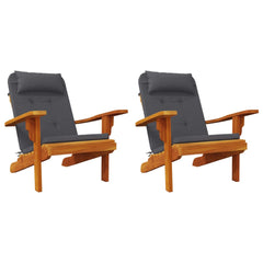 Two anthracite cushions made of durable Oxford fabric for Adirondack chairs.