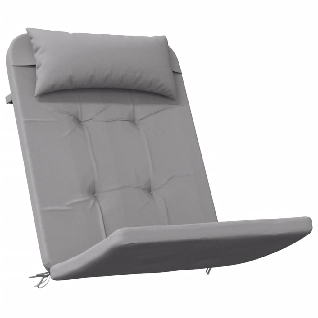 Gray Oxford fabric Adirondack chair cushions with tufted padding and headrest, 2-pack.