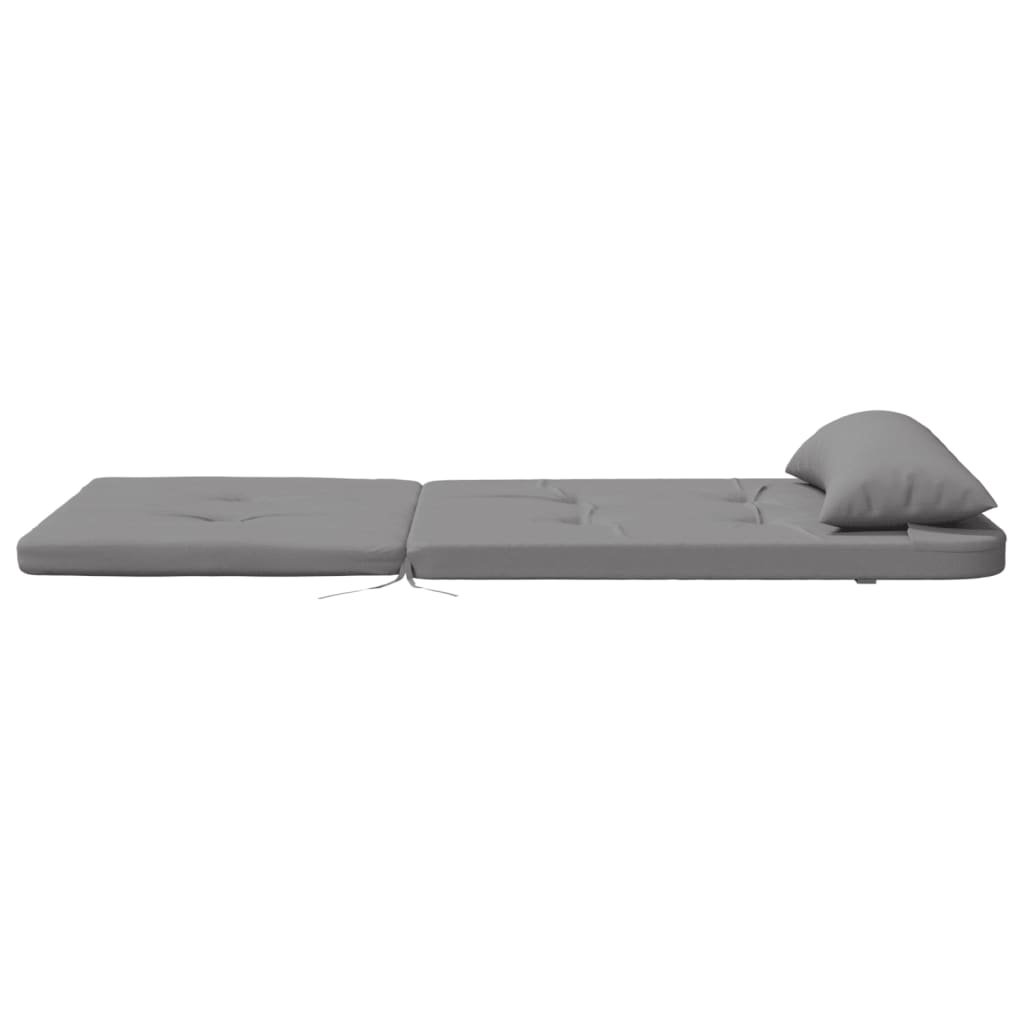 Two gray Oxford fabric cushions for Adirondack chairs with pillow and ties.