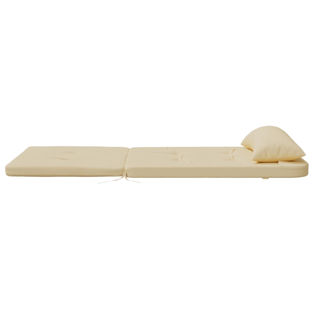Beige outdoor cushions for Adirondack chairs, made of water-resistant Oxford fabric.