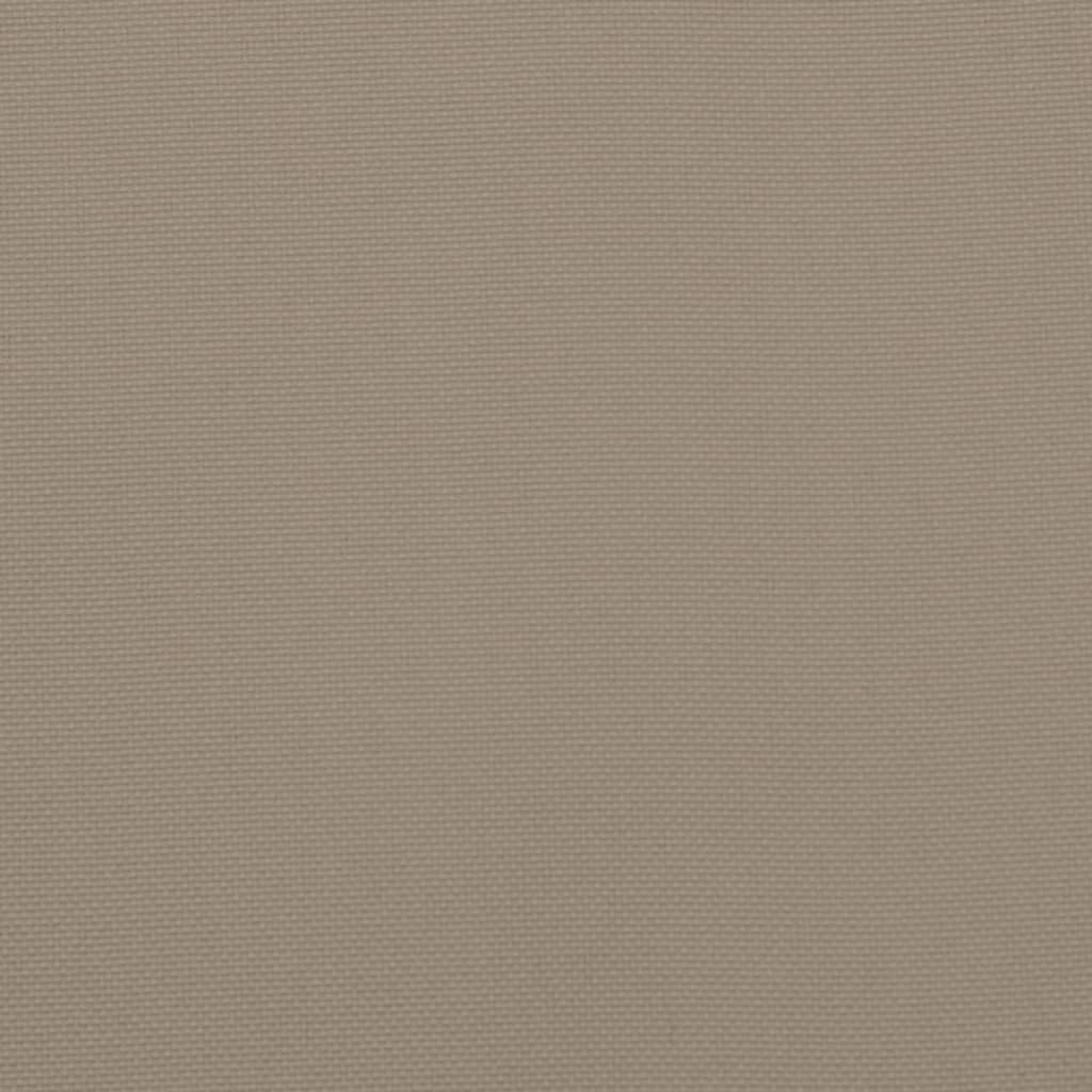 Two taupe Oxford fabric cushions for Adirondack chairs with straps and foam filling.