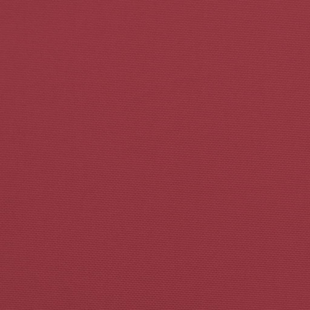 Two wine red cushions for Adirondack chairs made of water-resistant Oxford fabric.
