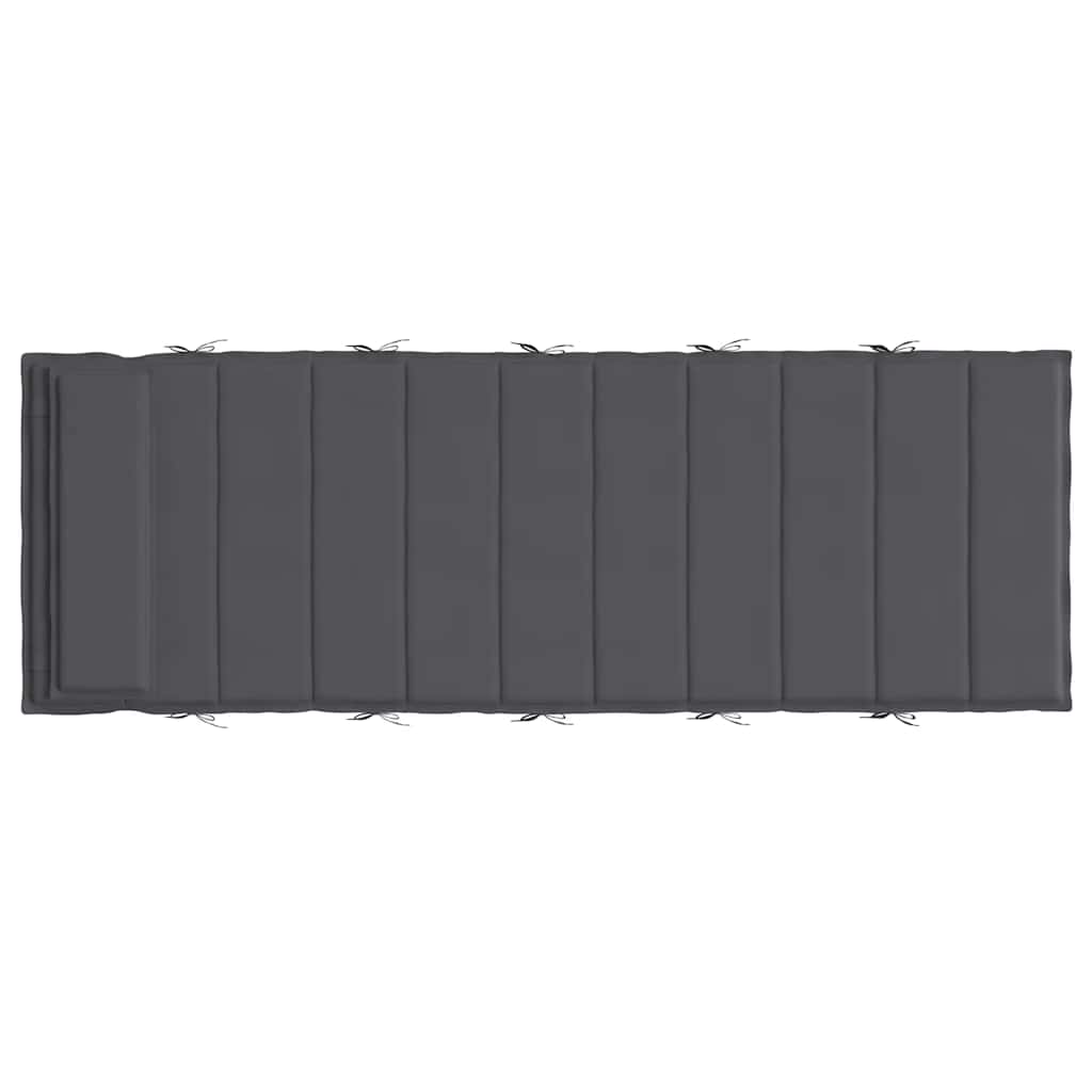 Anthracite sun lounger cushion made of water-resistant Oxford fabric with elastic straps.