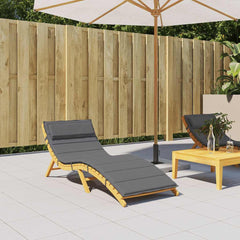 Anthracite sun lounger cushion made of water-resistant Oxford fabric with elastic straps.